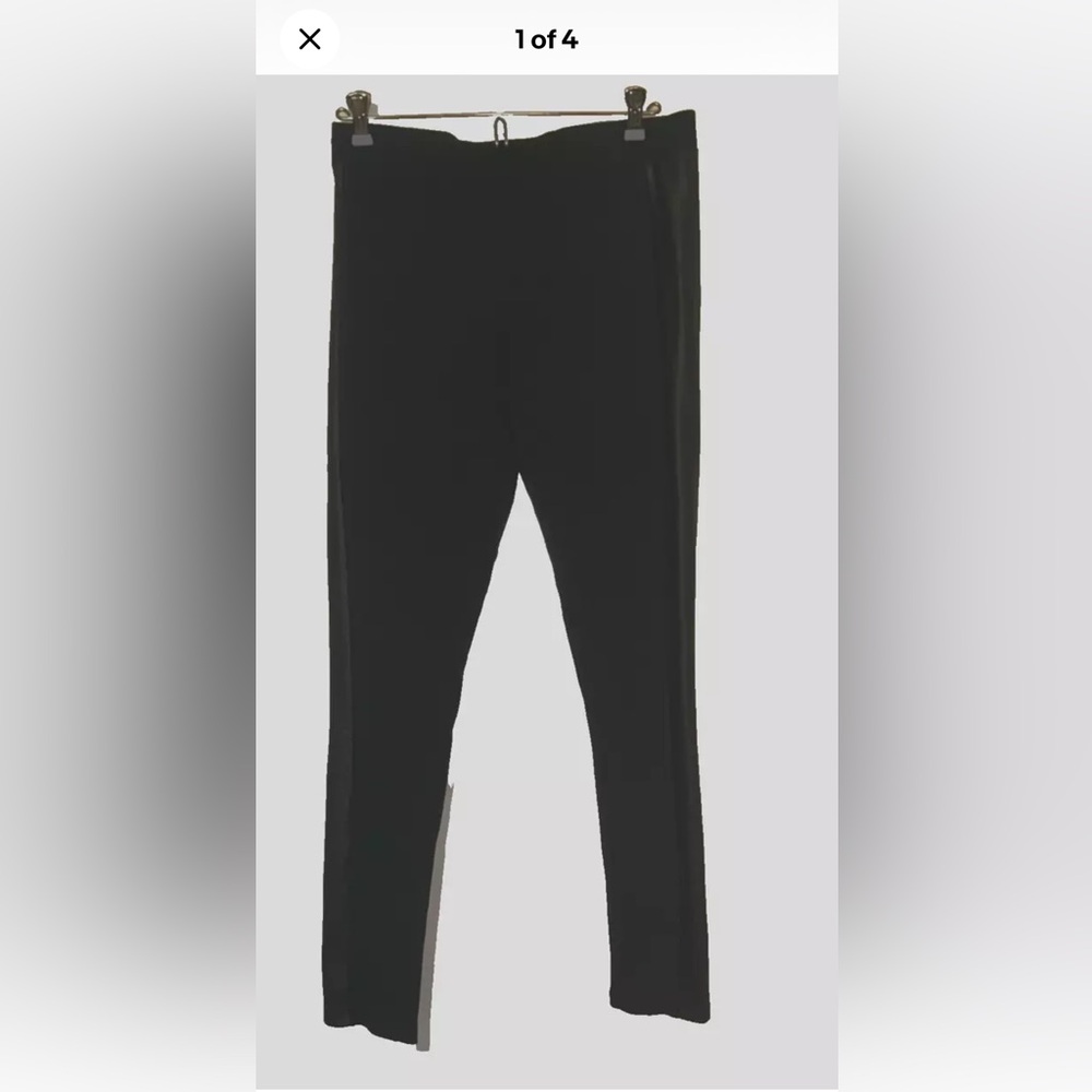 Express Women Black Faux Leather Panel Pants/Legging Size Med. Pull On Party Y2K